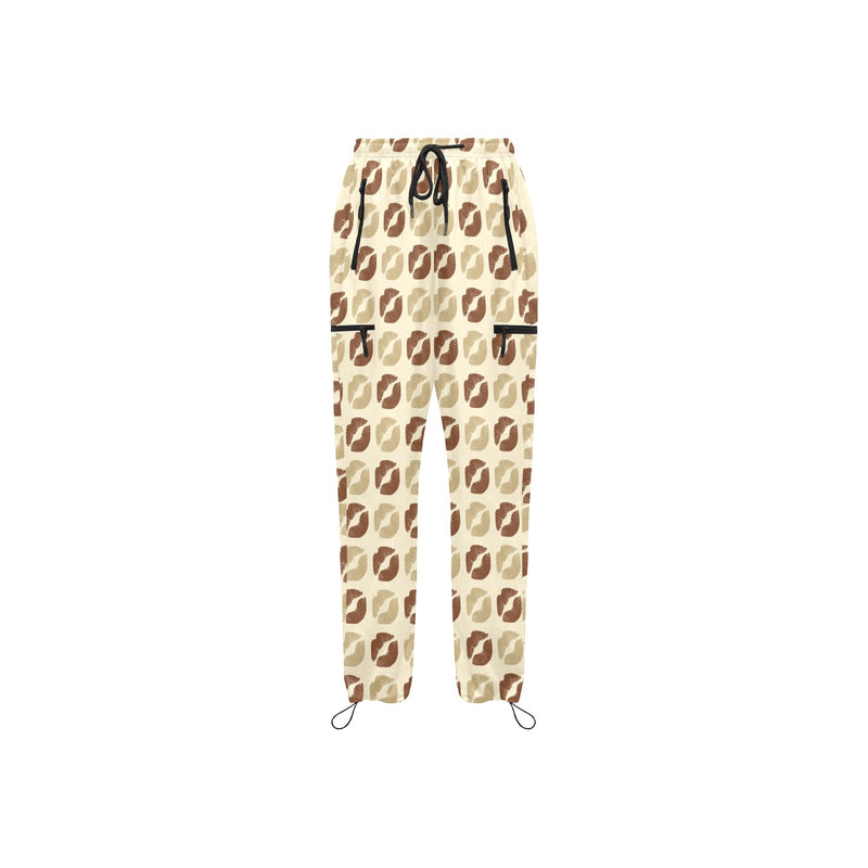 kisses beige and bronze print 2A Women's Quick Dry Cargo Sweatpants (Model L65)