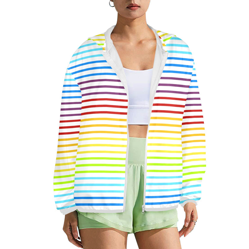 3bg spectrum front Women's Lightweight Sun Protection Hoodie (Model H62)