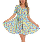 Short Sleeve Ruched Bust Flared Hem Dress