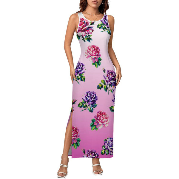 Sleeveless Bodycon Side Slit Long Dress Split cheongsam
