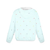 heart on stripes print light blue Women's Lightweight Sun Protection Hoodie (Model H62)