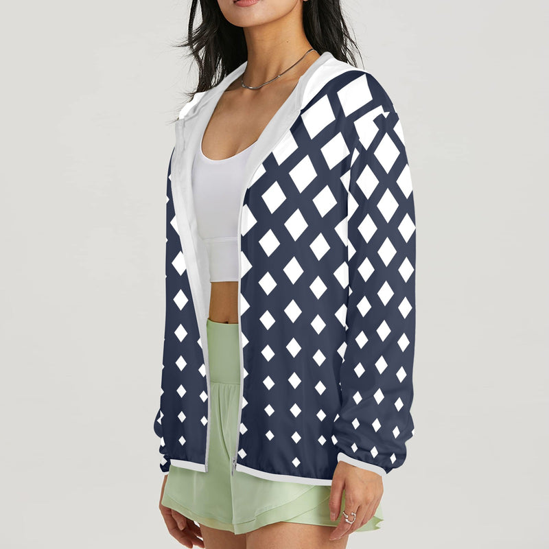 white solid print addsart Women's Lightweight Sun Protection Hoodie (Model H62)