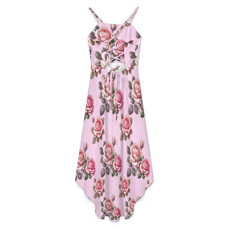 Women&#039;s High-Low Spaghetti Strap Dress Tailcoat skirt