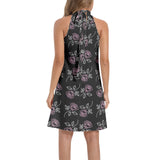 Tie Back Halter Neck Flared Dress