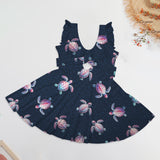 seaturtleprint Women's Ruffle Sleeve Skirted Swimsuit (Model S59)
