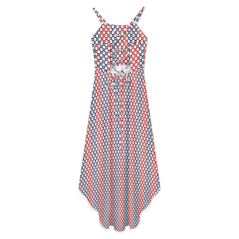 Americana High-Low Spaghetti Strap Dress