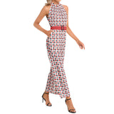 Halter Neck Buckle Belted Jumpsuit