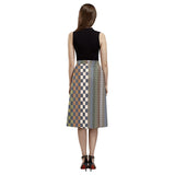 woodland checkered print Mnemosyne Women's Crepe Skirt (Model D16)