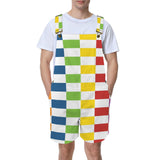 rect colored print 3A Unisex Shorts Suspender Jumpsuit (Model L78)
