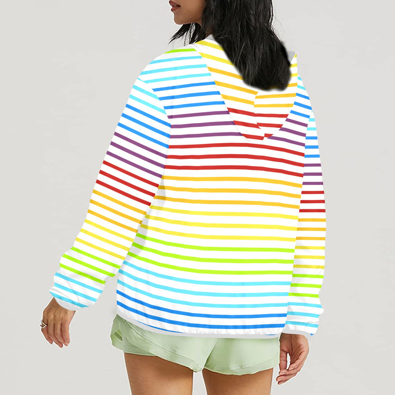 3bg spectrum front Women's Lightweight Sun Protection Hoodie (Model H62)