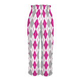 argyle pink print 2A Strappy Elastic Waist Wide Leg Pants with Pockets