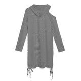 Long sleeved off shoulder skirt Off-Shoulder Hooded Dress