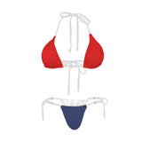 blue solid print 2 Women's Halter String Bikini Set