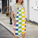 rect colored print 3A Unisex Shorts Suspender Jumpsuit (Model L78)