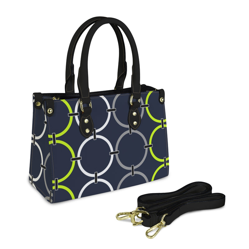 rings links print 10A PU Leather Handbag-Small (Model 1747)