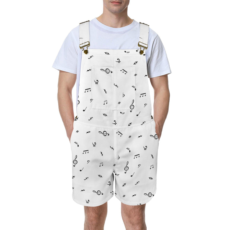 white music print Unisex Shorts Suspender Jumpsuit (Model L78)