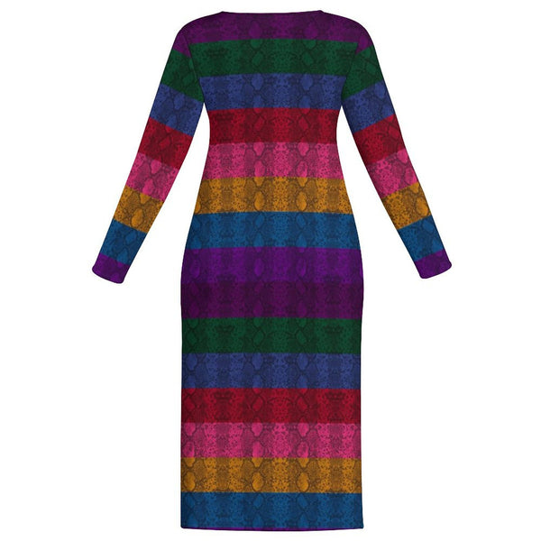 Multicolored Long Sleeve Bodycon Dress