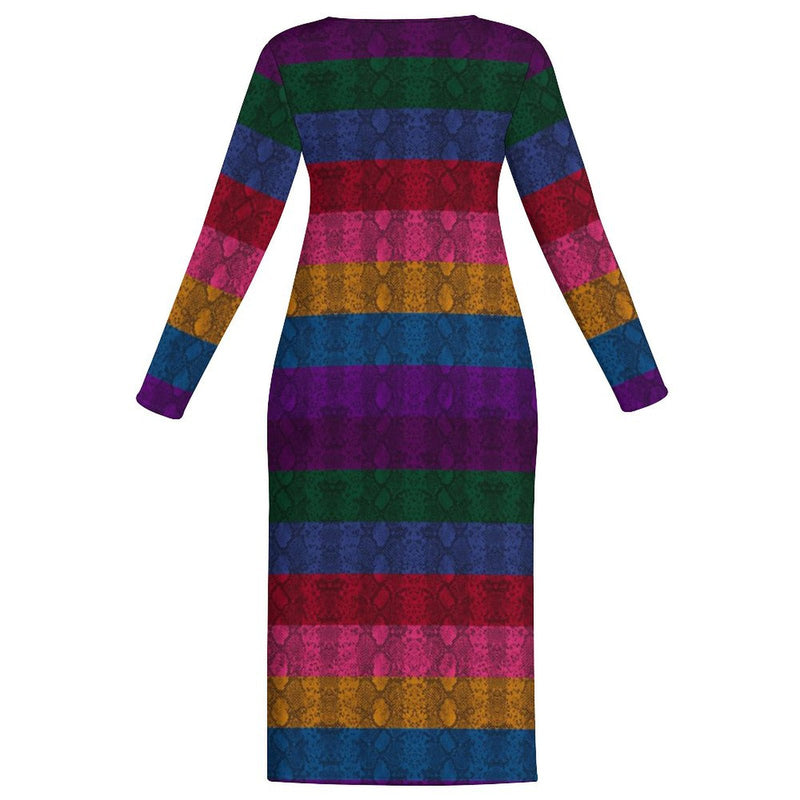 Multicolored Long Sleeve Bodycon Dress