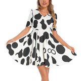 Short Sleeve Ruched Bust Flared Hem Dress