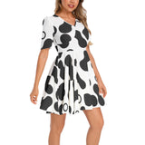 Short Sleeve Ruched Bust Flared Hem Dress