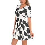 Short Sleeve Ruched Bust Flared Hem Dress