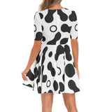 Short Sleeve Ruched Bust Flared Hem Dress