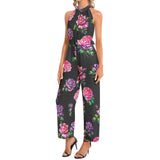 Halter Neck Buckle Belted Jumpsuit