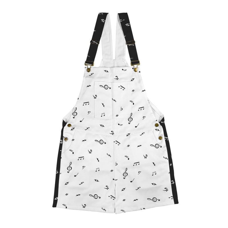 white music print Unisex Shorts Suspender Jumpsuit (Model L78)