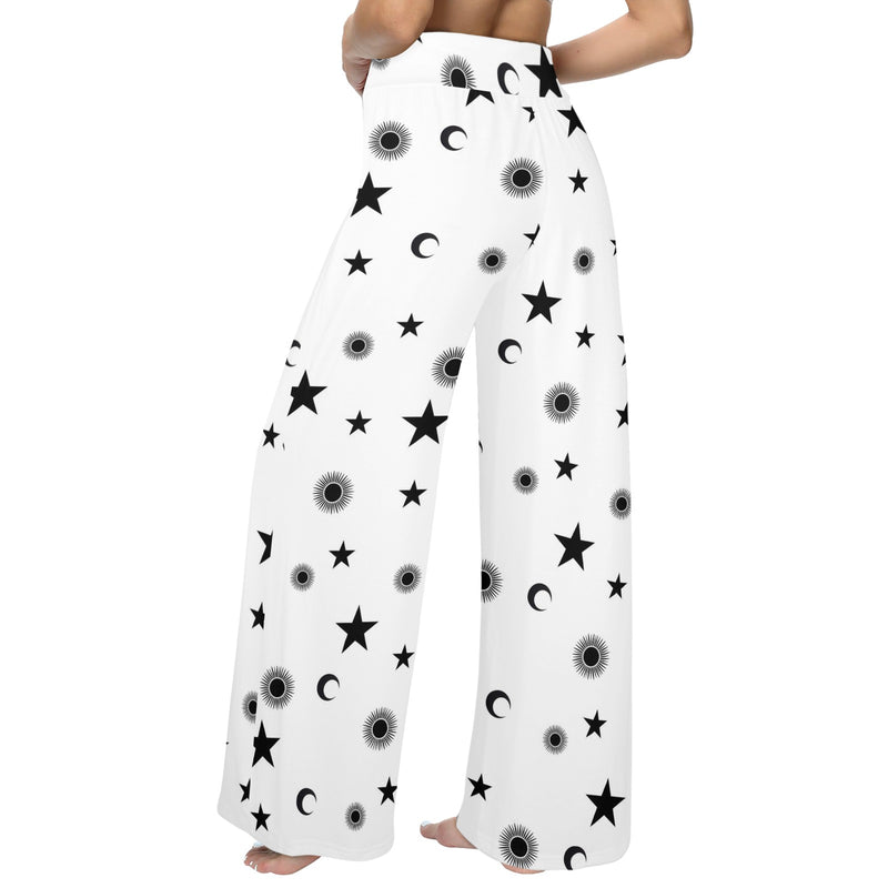 black 2 9k Women's Wide Leg Lounge Pants (Model L77)