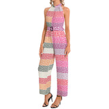 Halter Neck Buckle Belted Jumpsuit