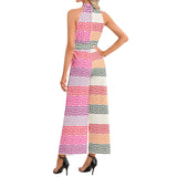Halter Neck Buckle Belted Jumpsuit