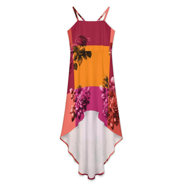 Women&#039;s High-Low Spaghetti Strap Dress Tailcoat skirt