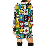 boot smiley alien print All Over Print Hoodie Mini Dress (Model H27)
