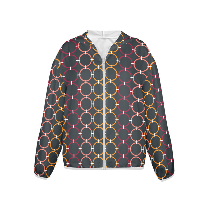 colored rings print 6B Women's Lightweight Sun Protection Hoodie (Model H62)