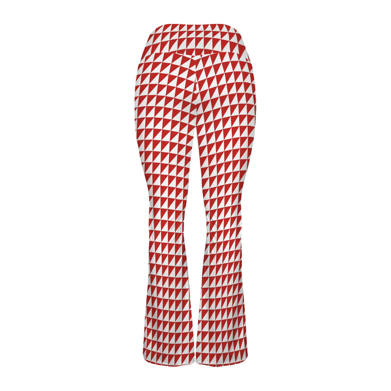 red triangle print 7B High Waist Crossover Tummy Control Flare Leggings