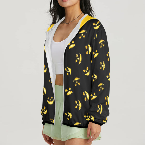 gold bar print 2A Women's Lightweight Sun Protection Hoodie (Model H62)