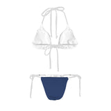 iris blue print solid Women's Halter String Bikini Set
