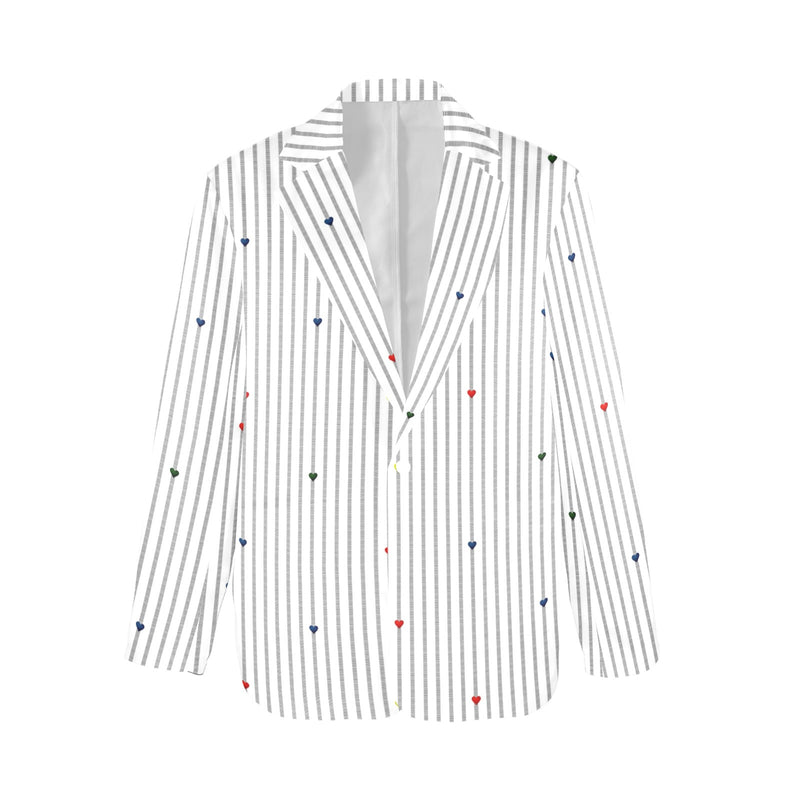 heart accent stripe accent print Women's All Over Print Blazer (Model H64)