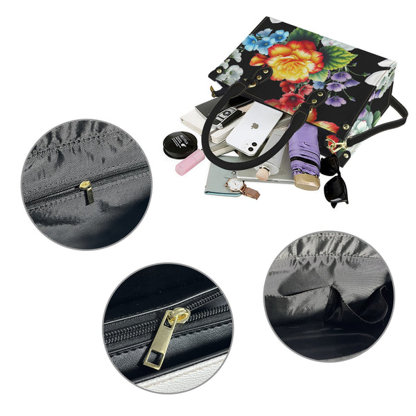 floral garden colorful print 4A PU Leather Handbag-Small (Model 1747)