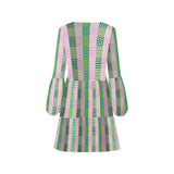 ALL GREEK PRINT V-Neck Loose Fit Dress (Model D62)