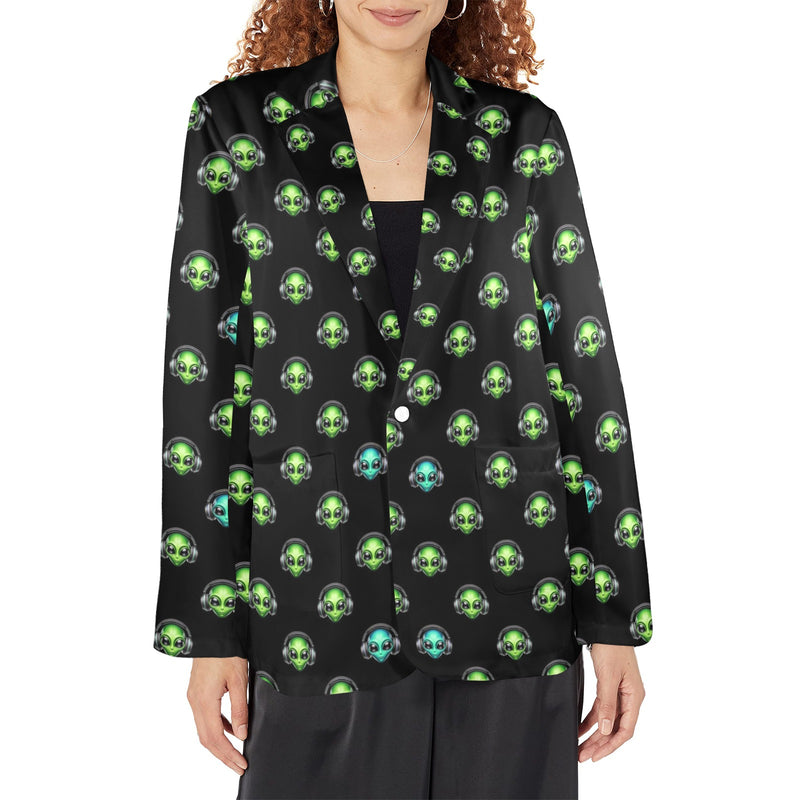 alien listener 2 Women's All Over Print Blazer (Model H64)