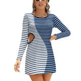 Blue Wave Slim-Fit Dress Slim dress with hollow waist