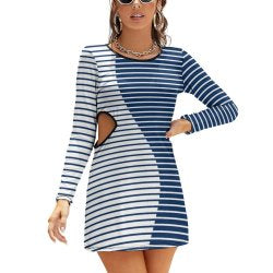 Blue Wave Slim-Fit Dress Slim dress with hollow waist