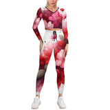 Women&#039;s V-neck Long Sleeve Yoga Set V neck sweatshirt set