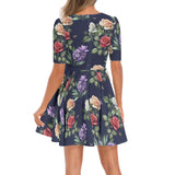 Short Sleeve Ruched Bust Flared Hem Dress