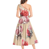 Ruffle Hem One Shoulder Midi Dress