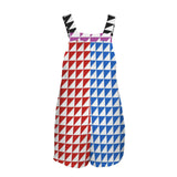 triangle black print Women's Pocket Bib Short Romper