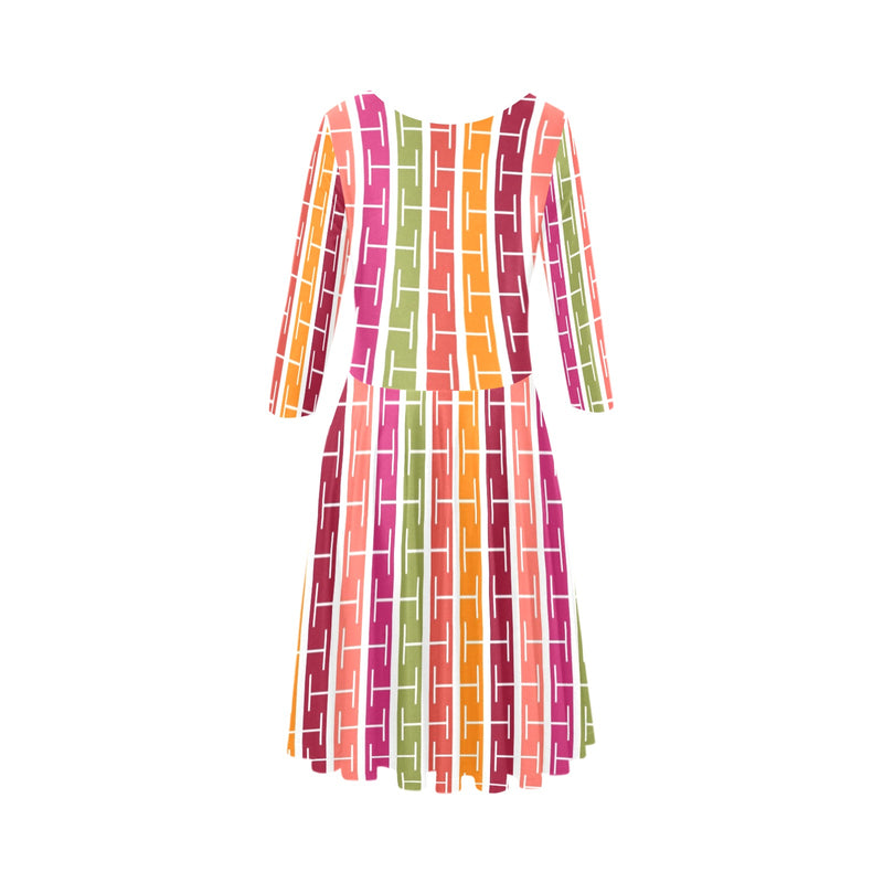 lifesaver colored print Tethys Half-Sleeve Skater Dress(Model D20)