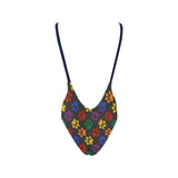 colorful paws print 2C Sexy Low Back One-Piece Swimsuit (Model S09)