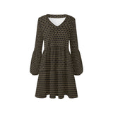 star bronze on black print 2A V-Neck Loose Fit Dress (Model D62)